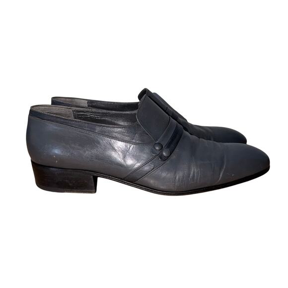 Handmade Italy made artioli gray leather mens dress loafers menswear 9.5 academi